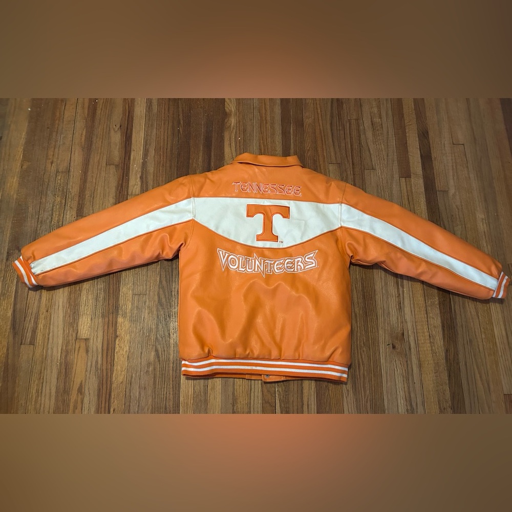 Vintage Tennessee Volunteers Jacket Mens L ORANGE WHITE Leather MightyMac Sports